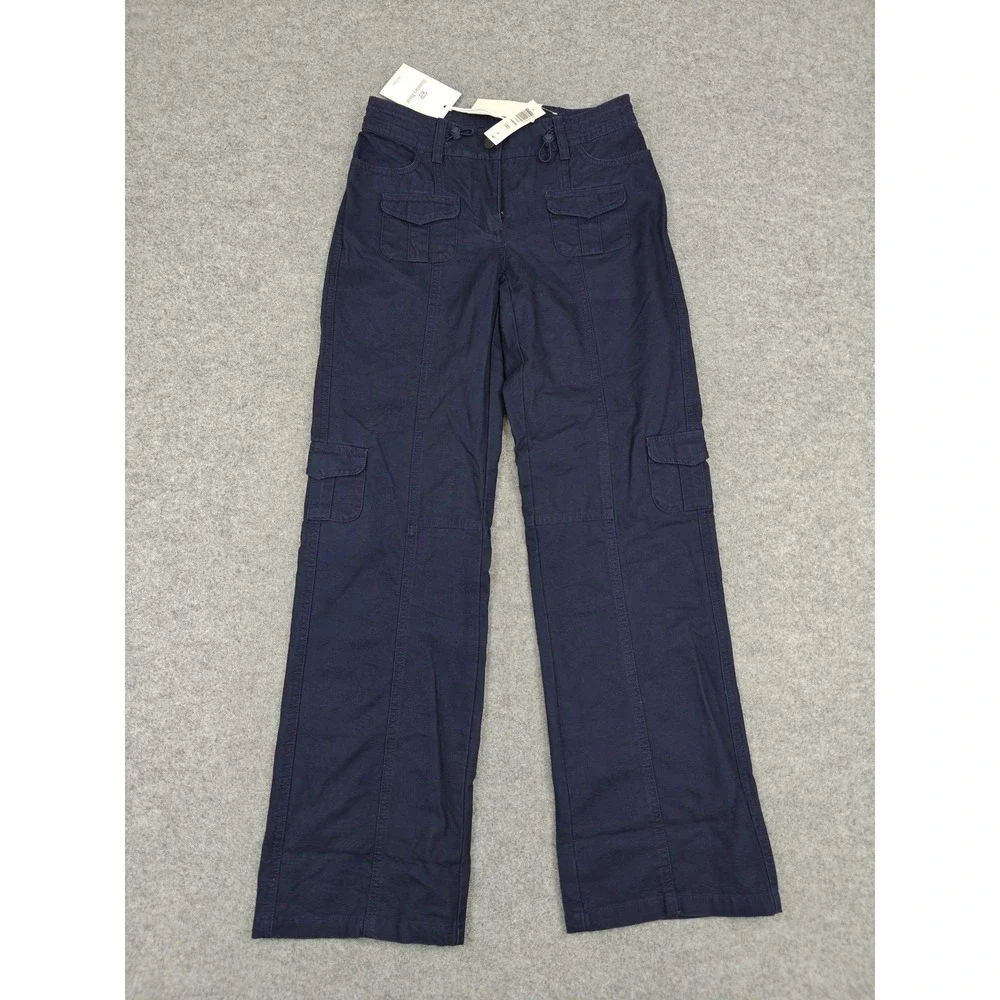 Aritzia Sunday Best Pants Womens 00‎ Blue Cargo Twill Adjustable Waist Pockets